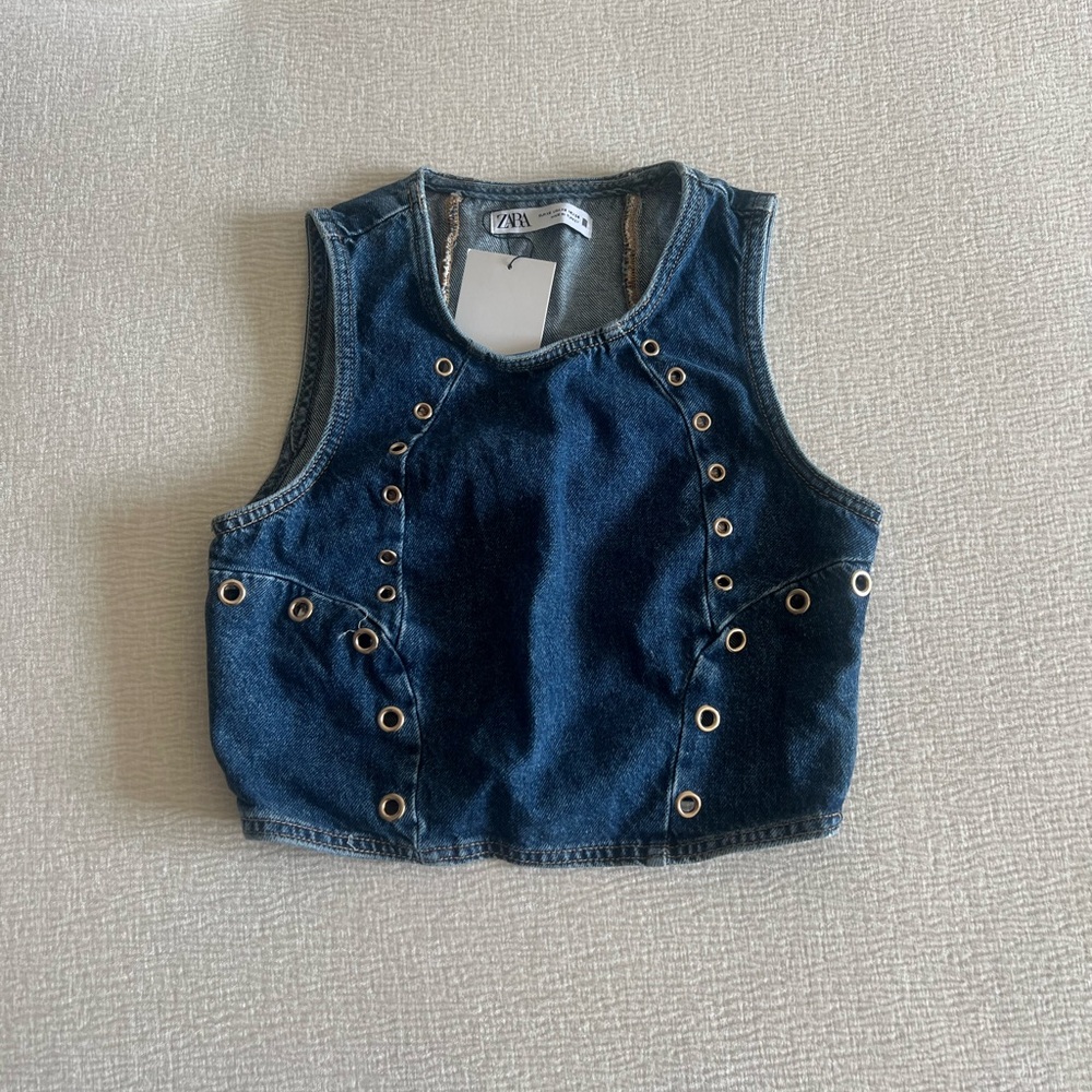 Zara Blue Denim Crop Top